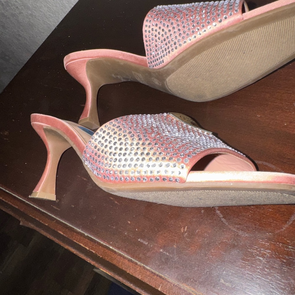 Guess Pink Rhinestone Heeled Slides - Picture 2 of 3